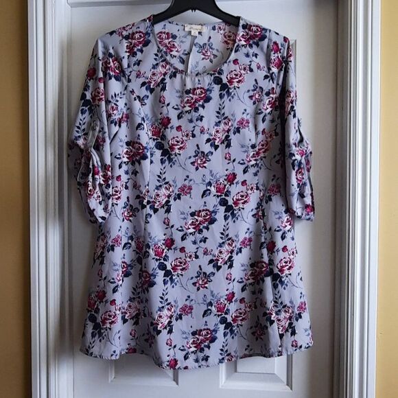 Tops - Masia Floral Tunic Top Blouse w 3/4" Sleeve   Size XL  EUC
